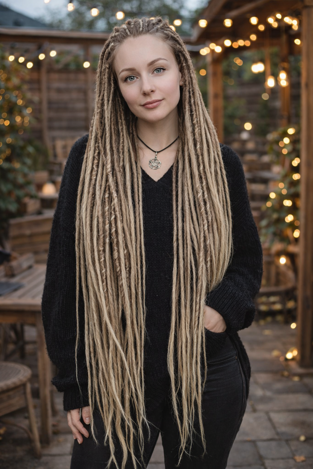 70 cm Sandy Blonde Ombre Dreadlock Extensions – Boho Synthetic Dreads
