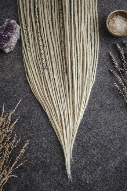 70 cm Sandy Blonde Ombre Dreadlock Extensions – Boho Synthetic Dreads