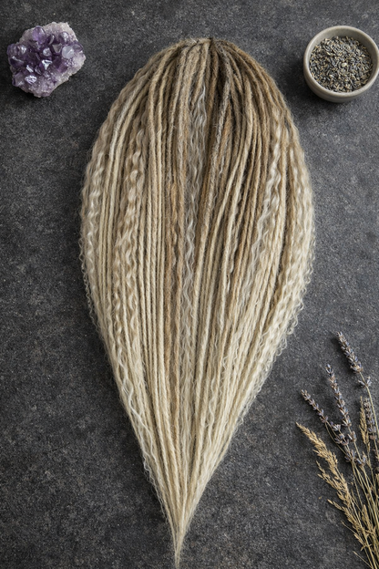 70 cm Sandy Blonde Ombre Dreadlock Extensions with Loose Curls