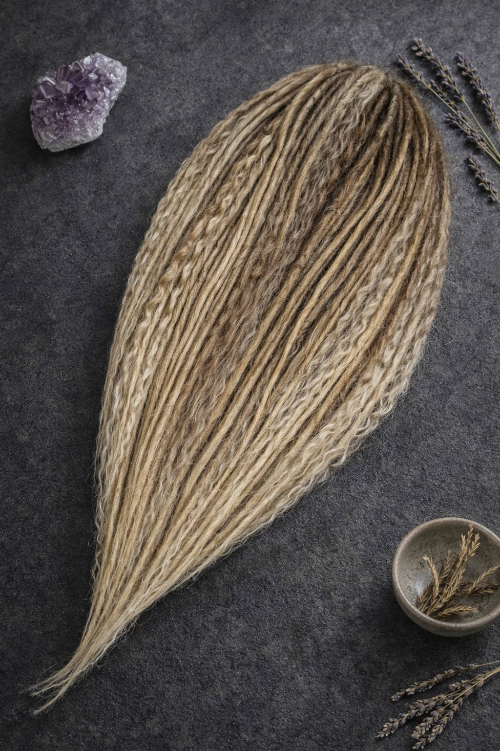 70 cm Sandy Blonde Ombre Dreadlock Extensions with Loose Curls