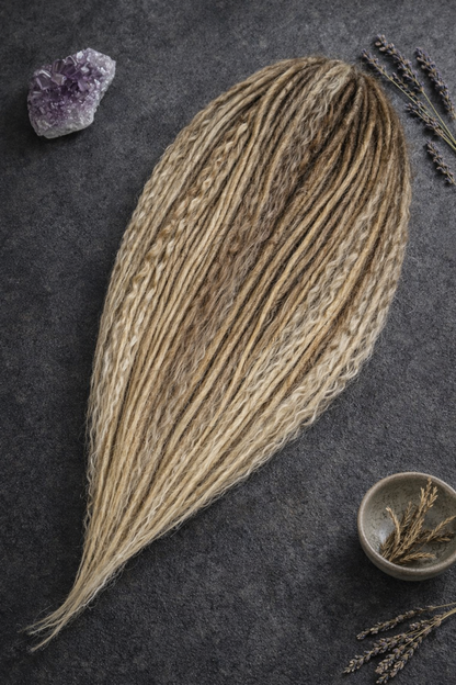 70 cm Sandy Blonde Ombre Dreadlock Extensions with Loose Curls