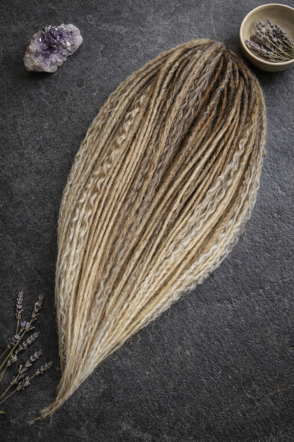 70 cm Sandy Blonde Ombre Dreadlock Extensions with Loose Curls