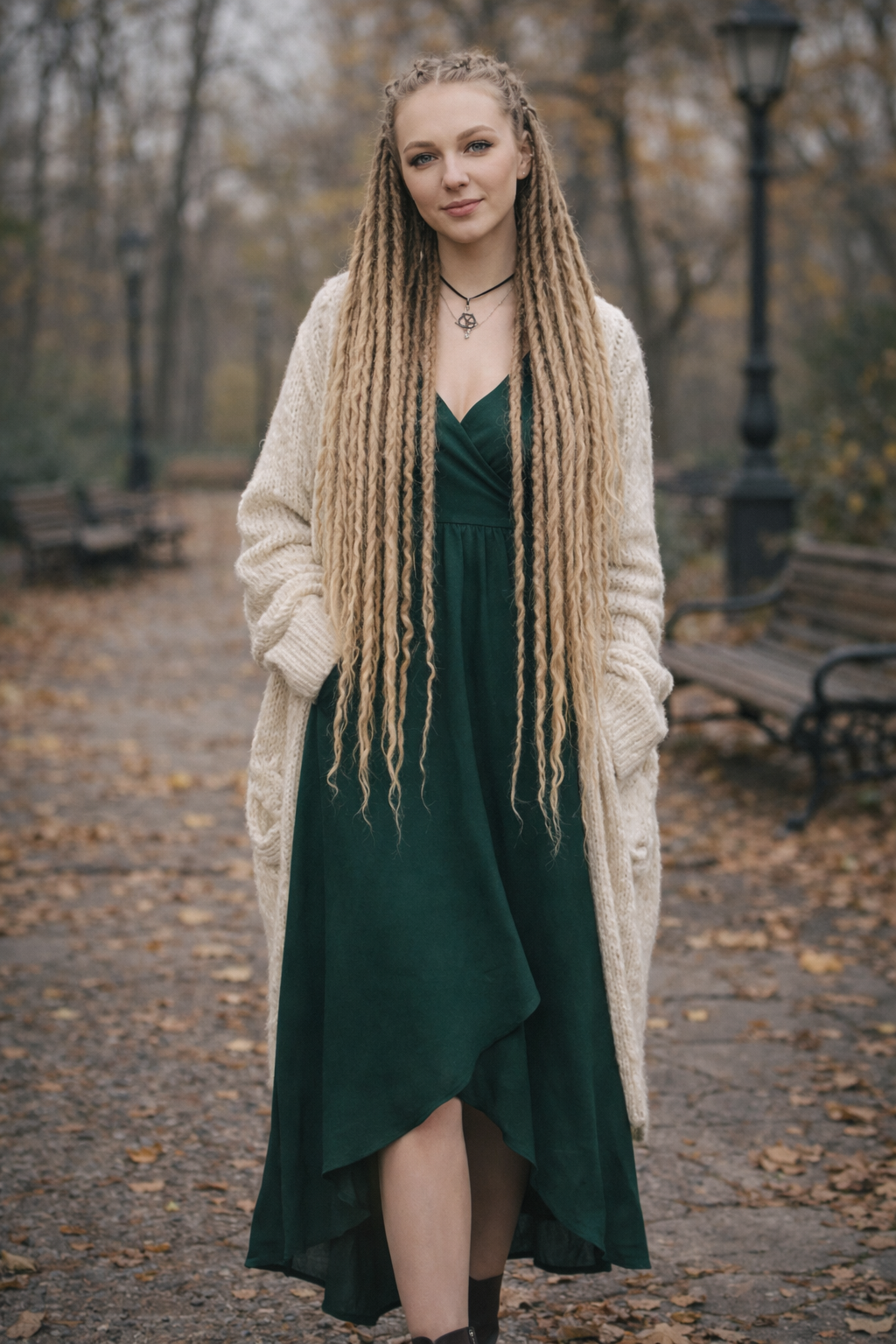 70 cm Sandy Blonde Ombre Dreadlock Extensions with Loose Curls