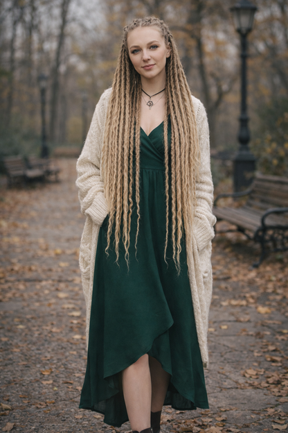 70 cm Sandy Blonde Ombre Dreadlock Extensions with Loose Curls