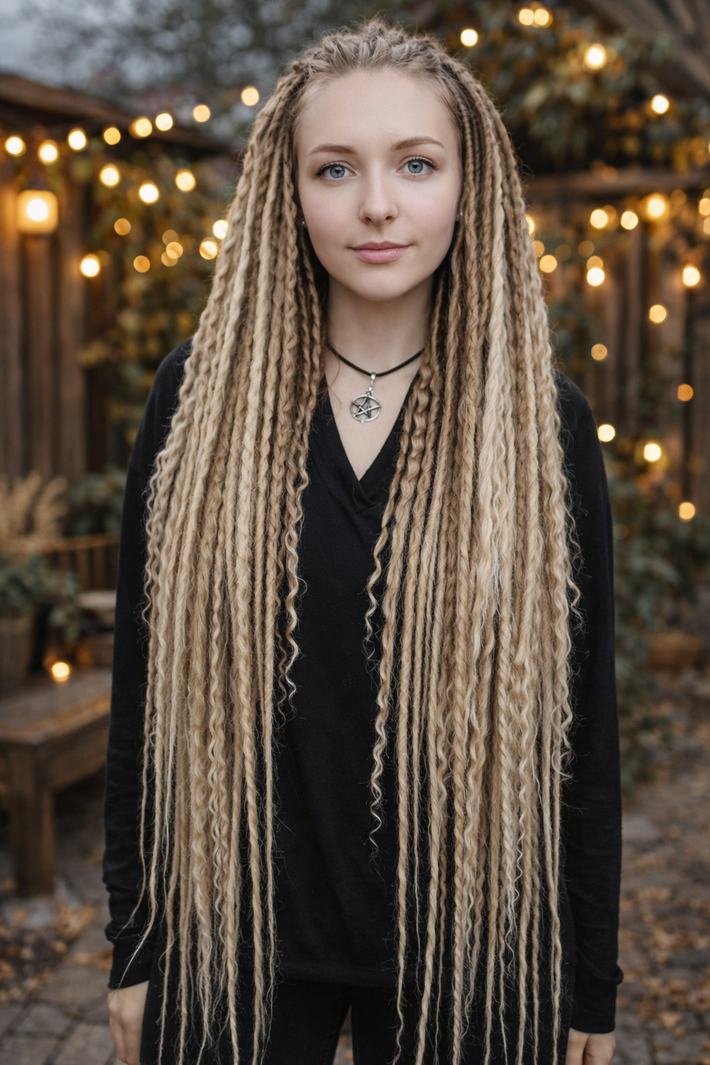 70 cm Sandy Blonde Ombre Dreadlock Extensions with Loose Curls