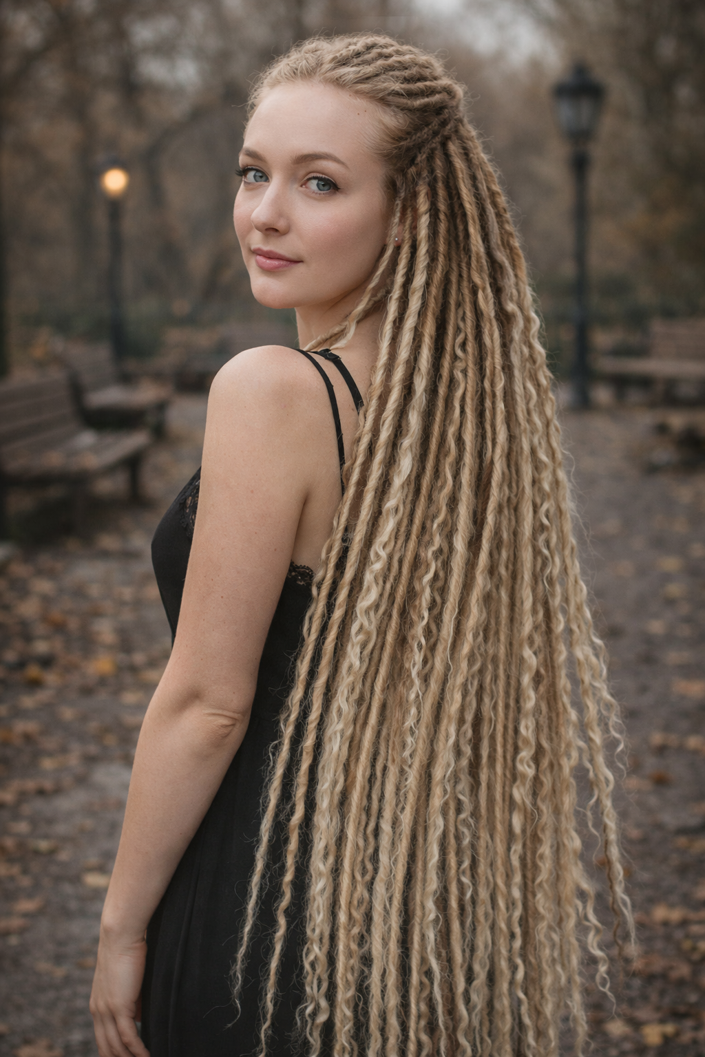 70 cm Sandy Blonde Ombre Dreadlock Extensions with Loose Curls
