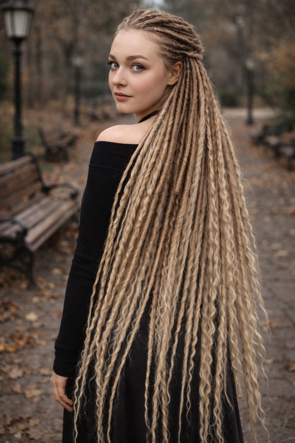 70 cm Sandy Blonde Ombre Dreadlock Extensions with Loose Curls