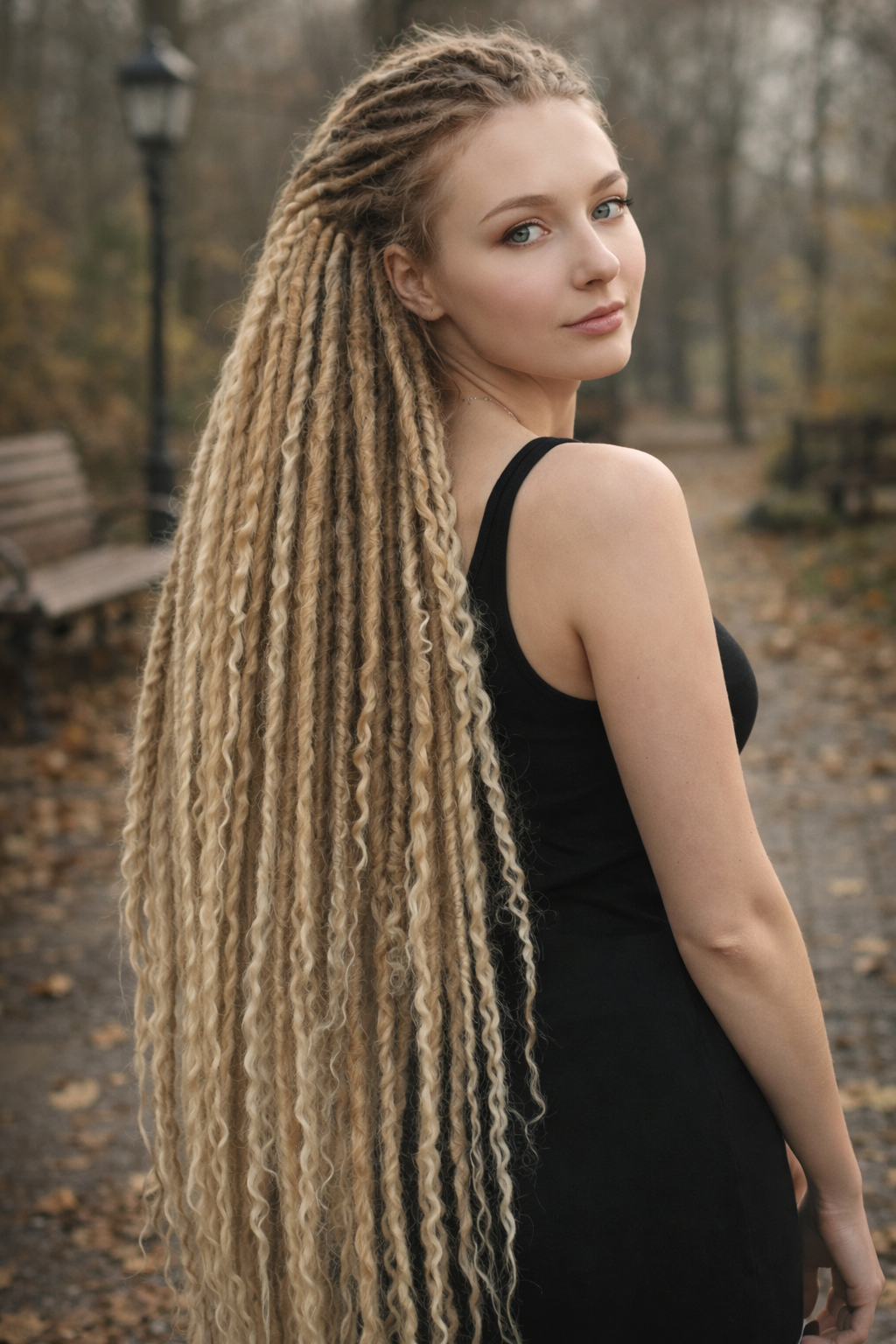 70 cm Sandy Blonde Ombre Dreadlock Extensions with Loose Curls