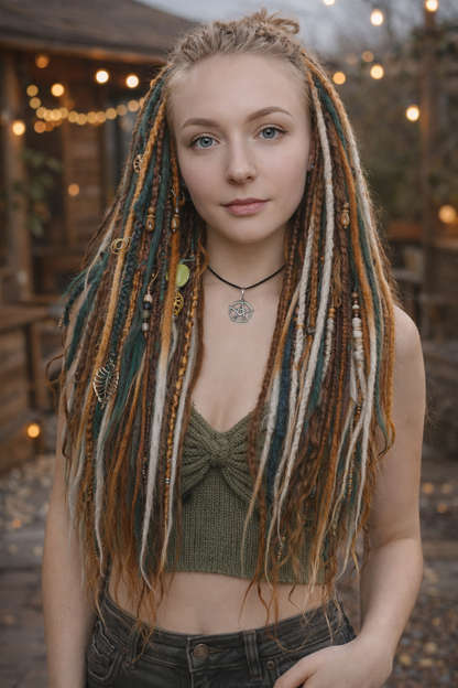 Forest Brown Ginger Dreadlock Extensions – Boho Synthetic Dreads, Natural Look & Lightweight