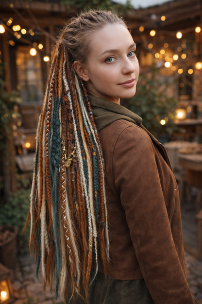 Forest Brown Ginger Dreadlock Extensions – Boho Synthetic Dreads, Natural Look & Lightweight