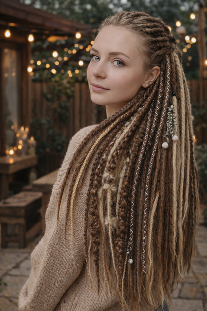 Light Brown Boho Dreadlock Extensions 