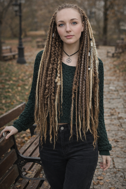 Light Brown Boho Dreadlock Extensions 