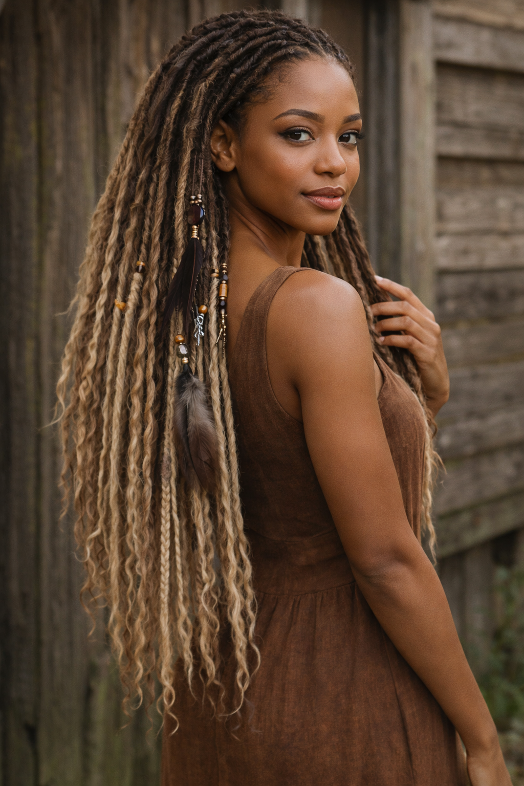 Black to Blonde Ombre Dreadlock Extensions – Soft Synthetic Dreads, Lightweight & Reusable