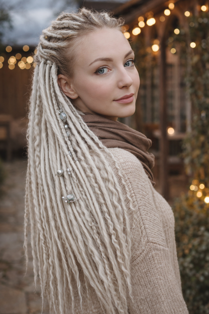 Eisblondes Platinblond Boho Fake Dreads – Synthetische Dreads und Zöpfe mit lockigen Enden