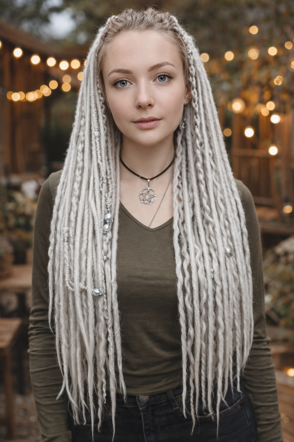 Eisblondes Platinblond Boho Fake Dreads – Synthetische Dreads und Zöpfe mit lockigen Enden