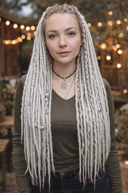 Eisblondes Platinblond Boho Fake Dreads – Synthetische Dreads und Zöpfe mit lockigen Enden