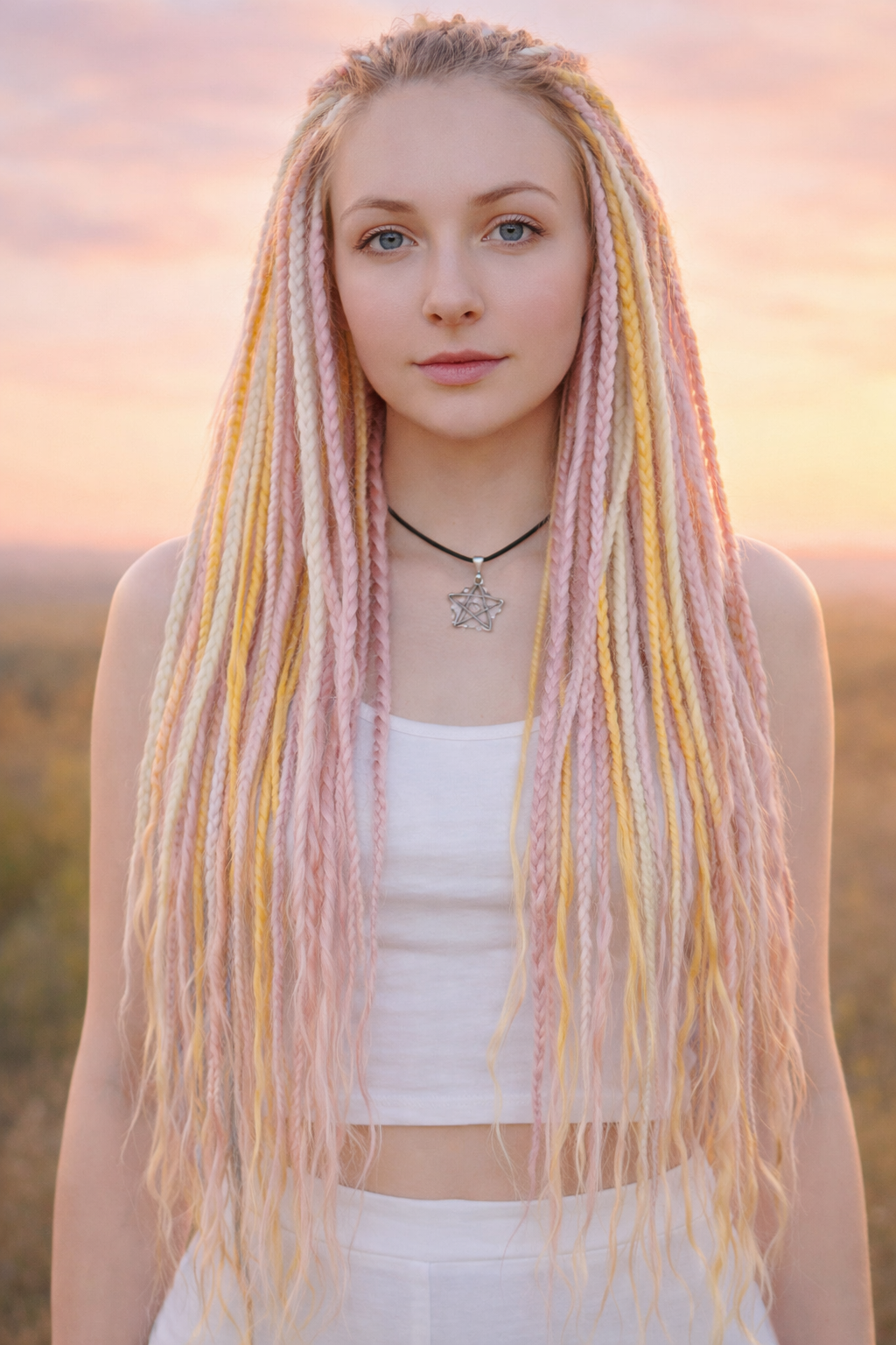Pink Blonde Yellow Boho Fake Dreads – Double Ended Synthetic Dreads