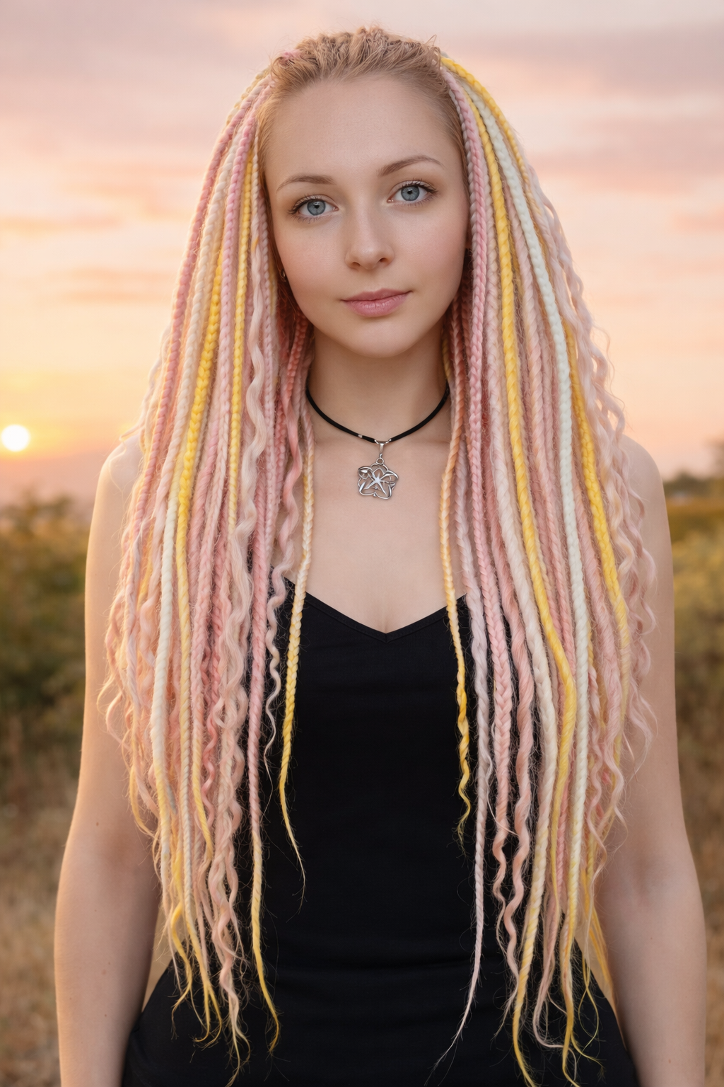 Pink Blonde Yellow Boho Fake Dreads – Double Ended Synthetic Dreads