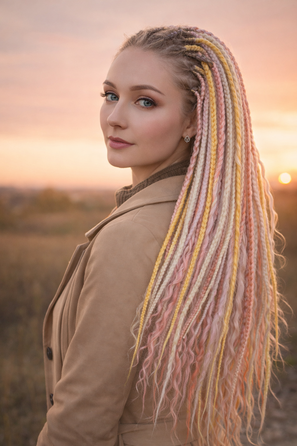 Pink Blonde Yellow Boho Fake Dreads – Double Ended Synthetic Dreads