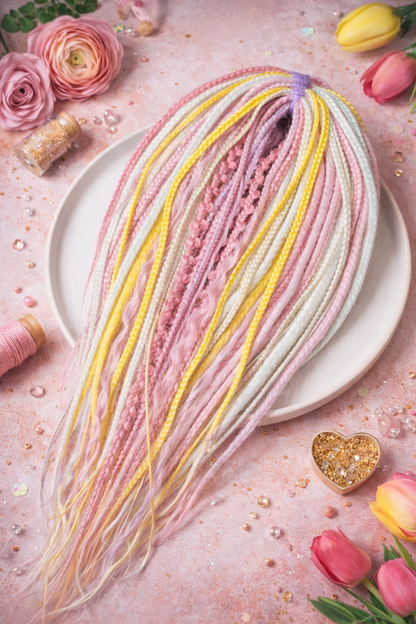 Pink Blonde Yellow Boho Fake Dreads – Double Ended Synthetic Dreads