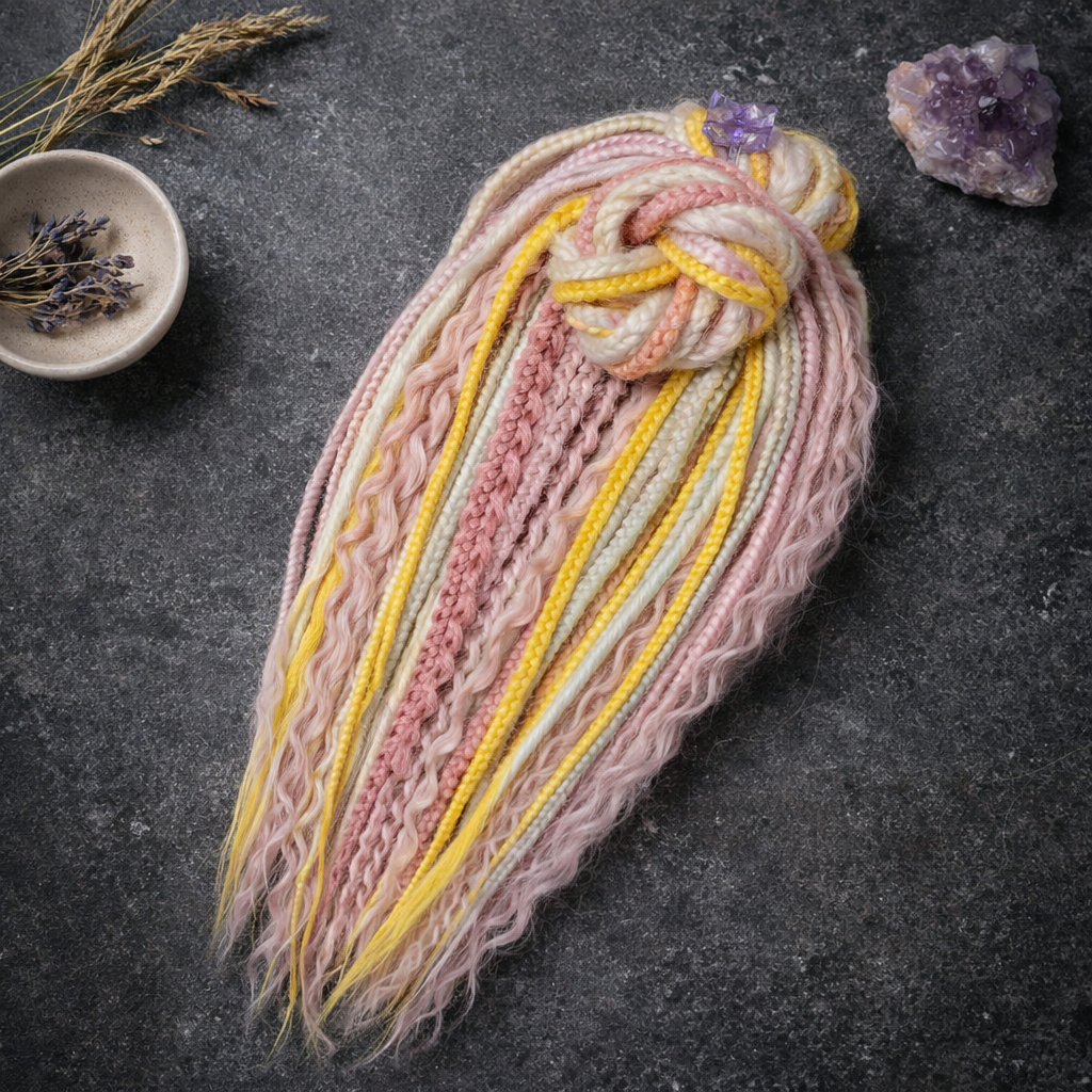 Pink Blonde Yellow Boho Fake Dreads – Double Ended Synthetic Dreads