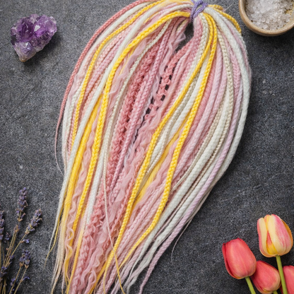 Pink Blonde Yellow Boho Fake Dreads – Double Ended Synthetic Dreads