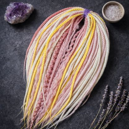 Pink Blonde Yellow Boho Fake Dreads – Double Ended Synthetic Dreads