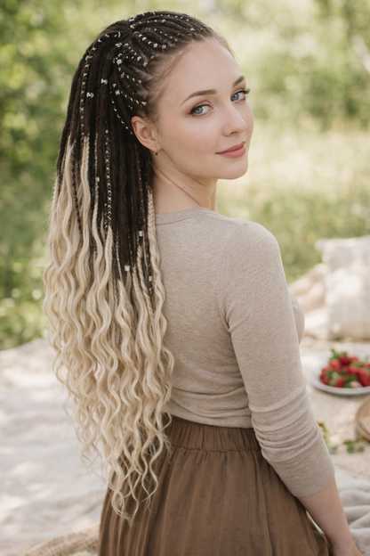 Light Beige Blonde Brown Boho Dreadlock Extensions – Brushable Faux Dreads, Soft Look