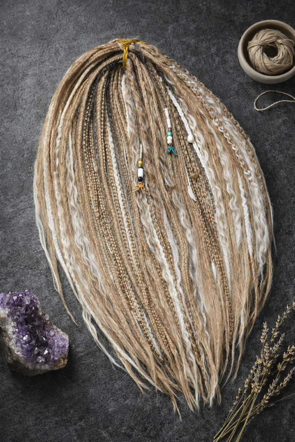Dirty Blonde Boho Fake Dreads – Double Ended Synthetic Dreads with Loose Curls