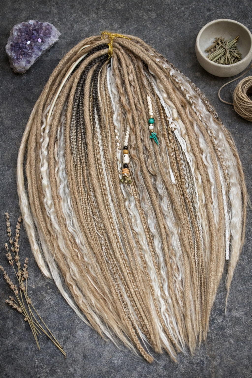 Dirty Blonde Boho Fake Dreads – Double Ended Synthetic Dreads with Loose Curls