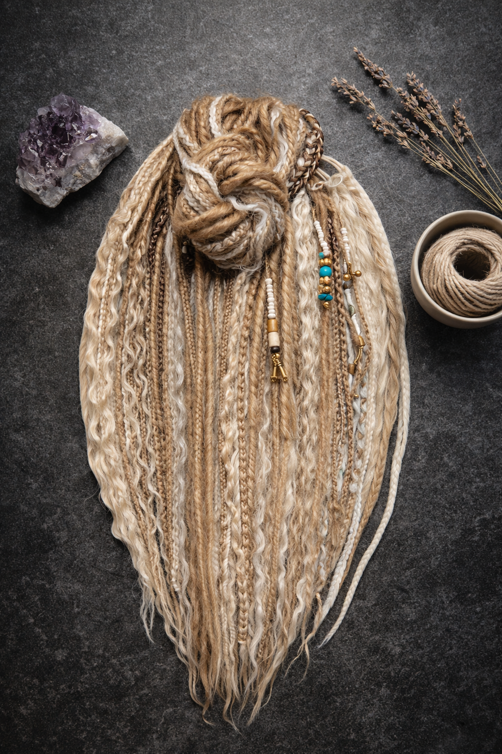 Dirty Blonde Boho Fake Dreads – Double Ended Synthetic Dreads with Loose Curls