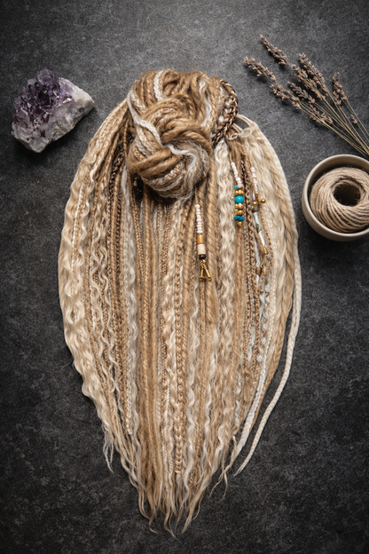 Dirty Blonde Boho Fake Dreads – Double Ended Synthetic Dreads with Loose Curls