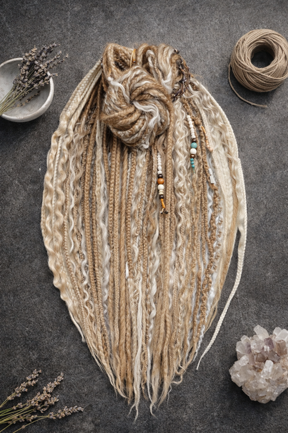 Dirty Blonde Boho Fake Dreads – Double Ended Synthetic Dreads with Loose Curls