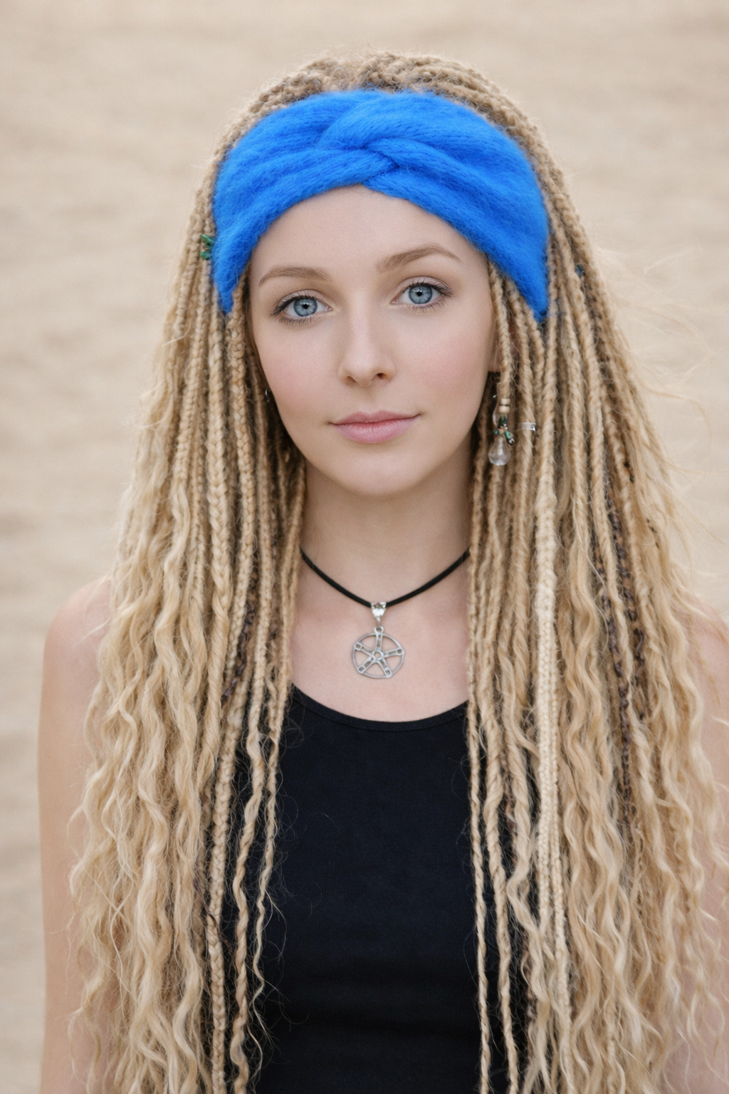 Blue Angora Headband – Handmade Knitted Winter Ear Warmer