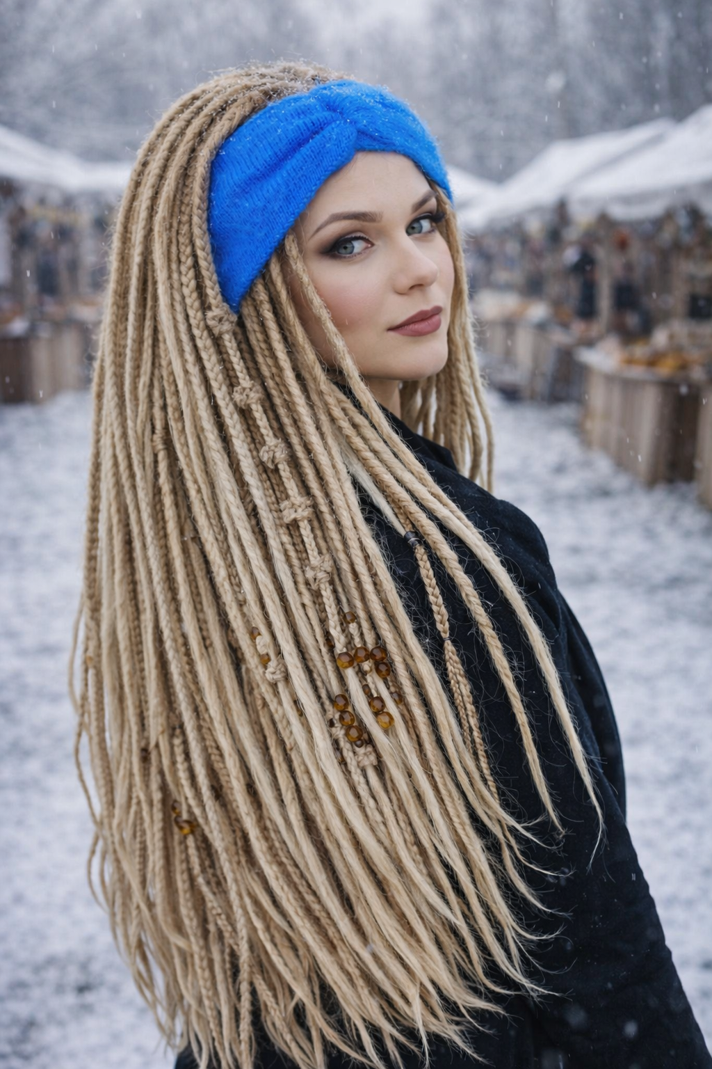 Blue Angora Headband – Handmade Knitted Winter Ear Warmer
