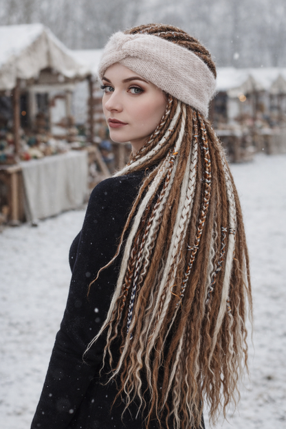 Powder Pink Angora Headband – Handmade Knitted Winter Ear Warmer