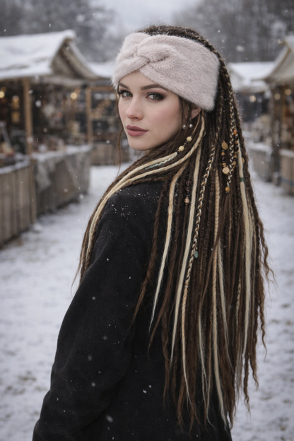 Powder Pink Angora Headband – Handmade Knitted Winter Ear Warmer