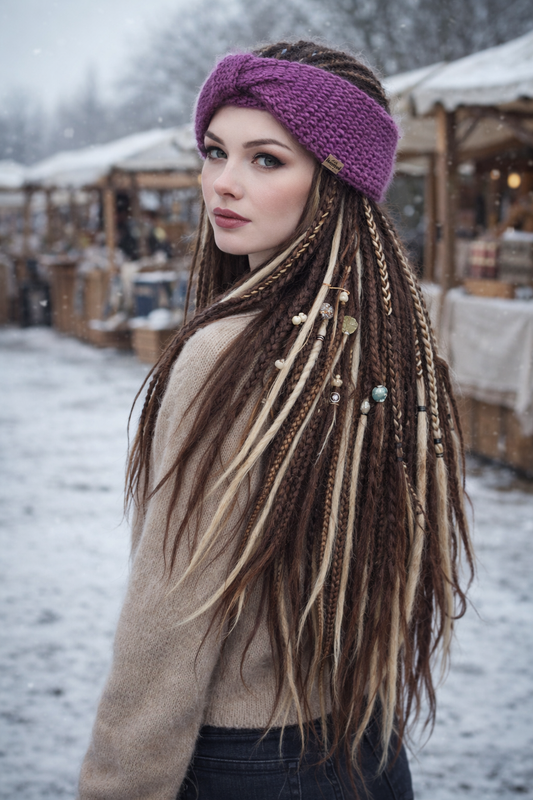 Mulberry Wool Blend Turban Ear Warmer – Knitted Winter Headband