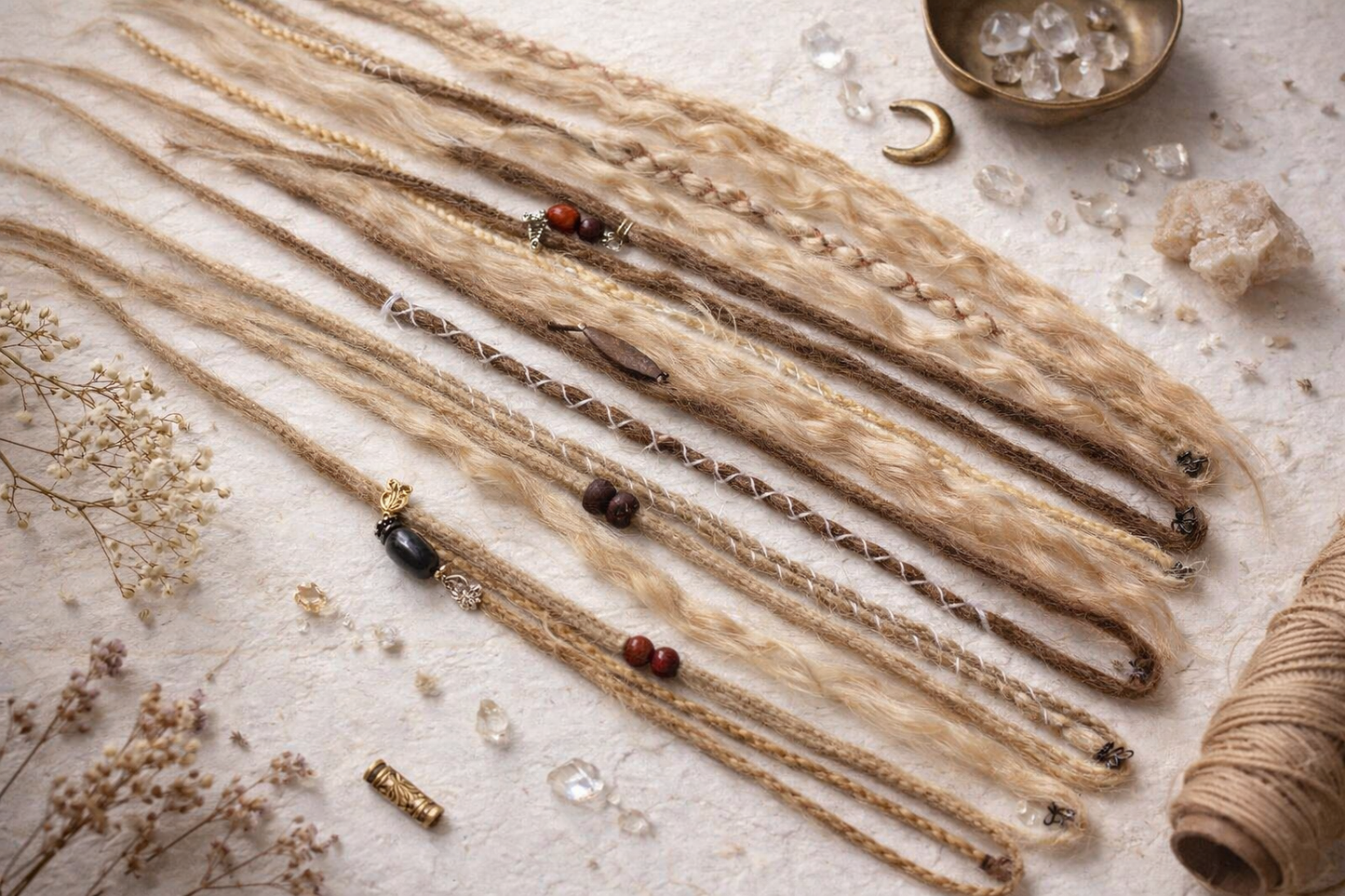 Blonde Melierte Clip-In Fake Dreads – Handgemachte Synthetische Dreadlock-Extensions
