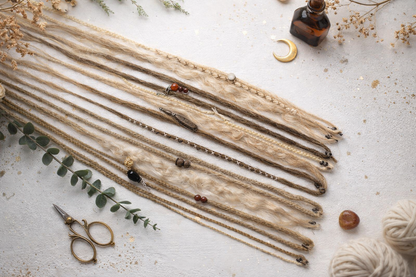 Blonde Melierte Clip-In Fake Dreads – Handgemachte Synthetische Dreadlock-Extensions