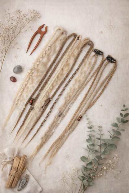 Blonde Melierte Clip-In Fake Dreads – Handgemachte Synthetische Dreadlock-Extensions