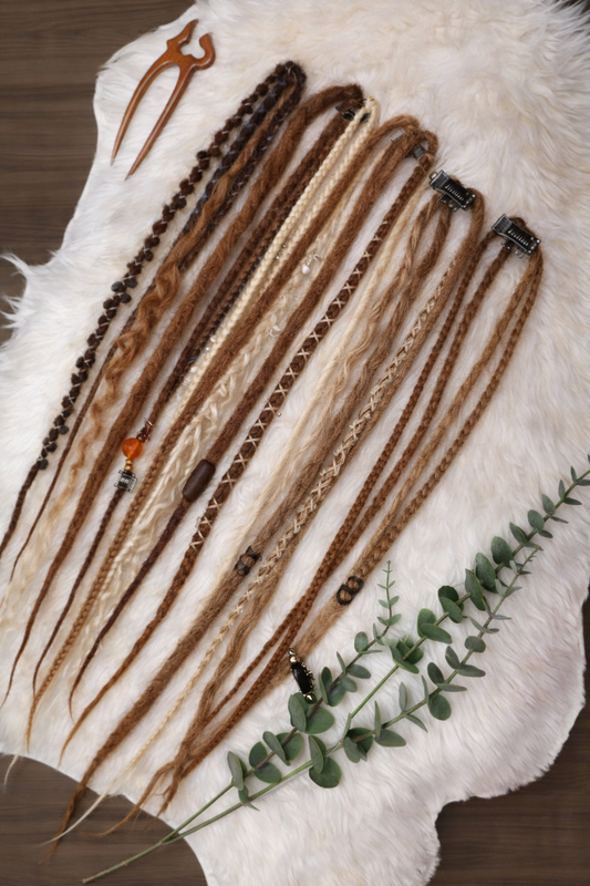 Brown Blonde Clip In Fake Dreads – Handmade Synthetic Dreadlock Extensions