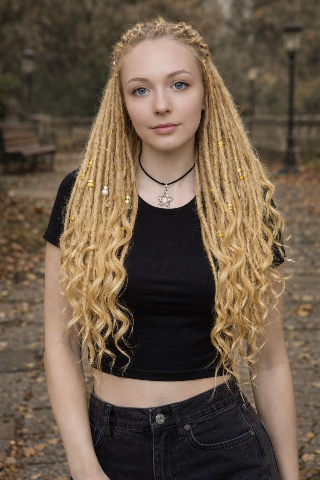 Blonde Dreadlock Extensions with Curls – Boho Synthetic Dreads, Soft & Lightweight
