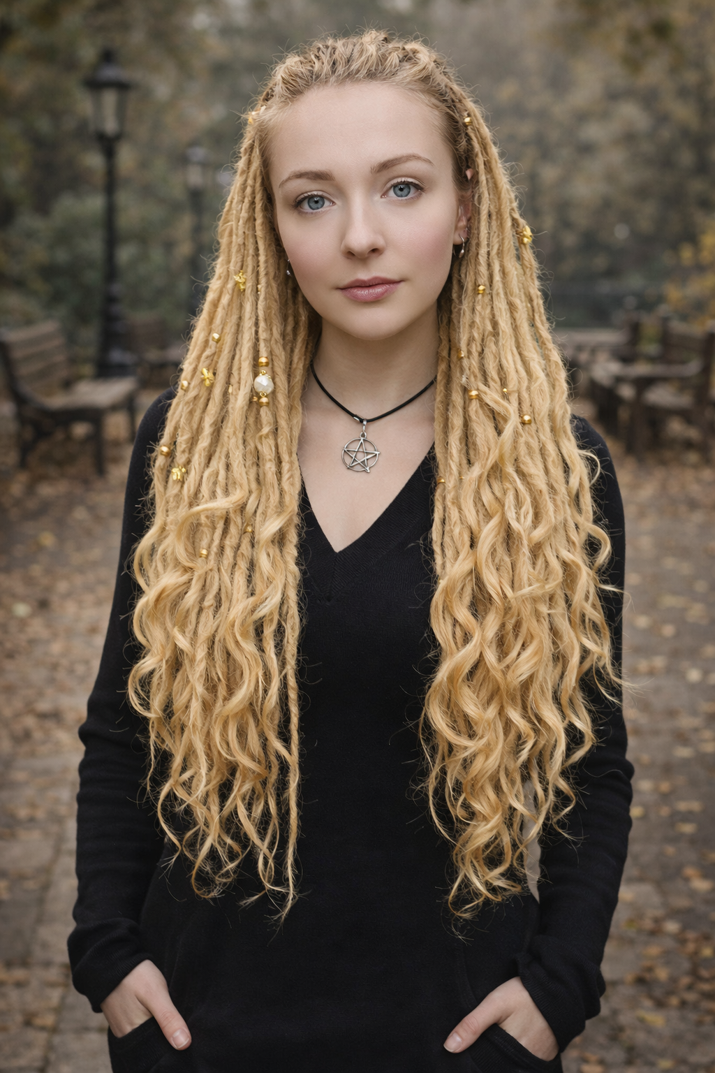 Blonde Dreadlock Extensions with Curls – Boho Synthetic Dreads, Soft & Lightweight