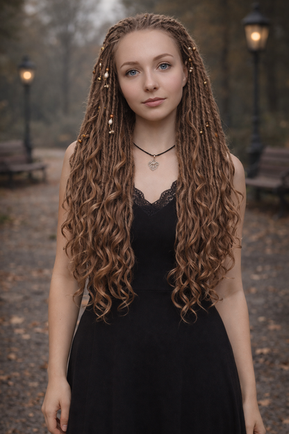 Light Brown Boho Dreadlock Extensions with Brushable Curls