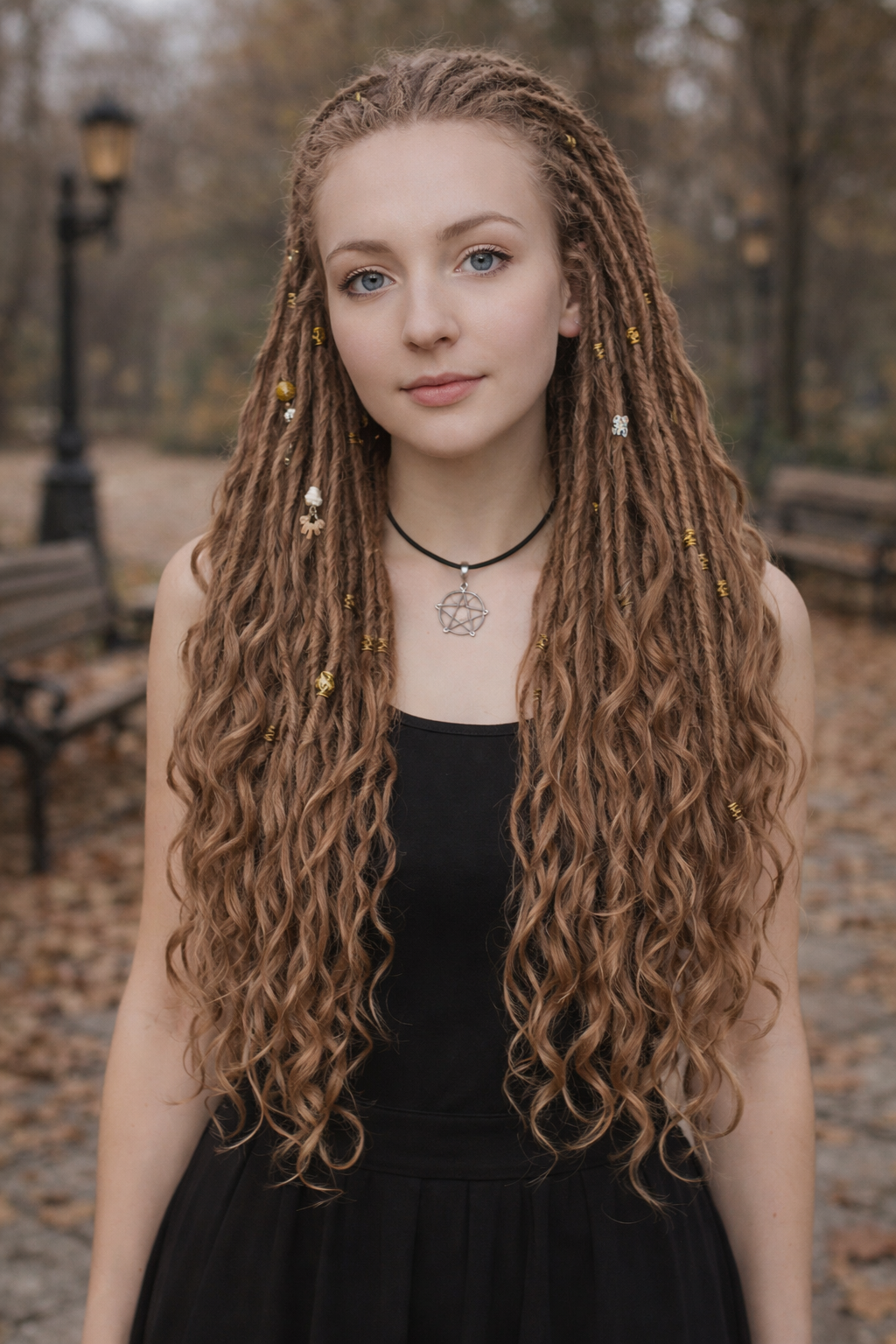 Light Brown Boho Dreadlock Extensions with Brushable Curls