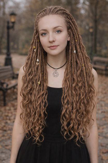 Light Brown Boho Dreadlock Extensions with Brushable Curls