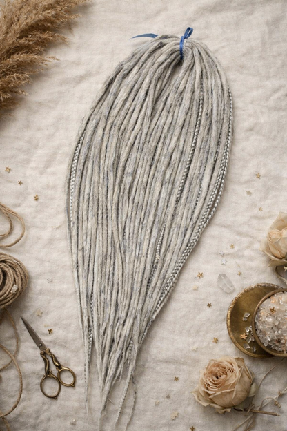 Ash Grey Dreadlock Extensions – Soft Synthetic Dreads, Natural Look & Lightweight