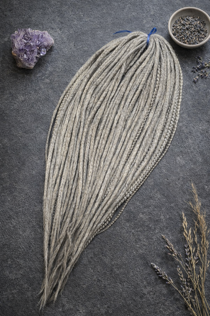 Ash Grey Dreadlock Extensions – Soft Synthetic Dreads, Natural Look & Lightweight