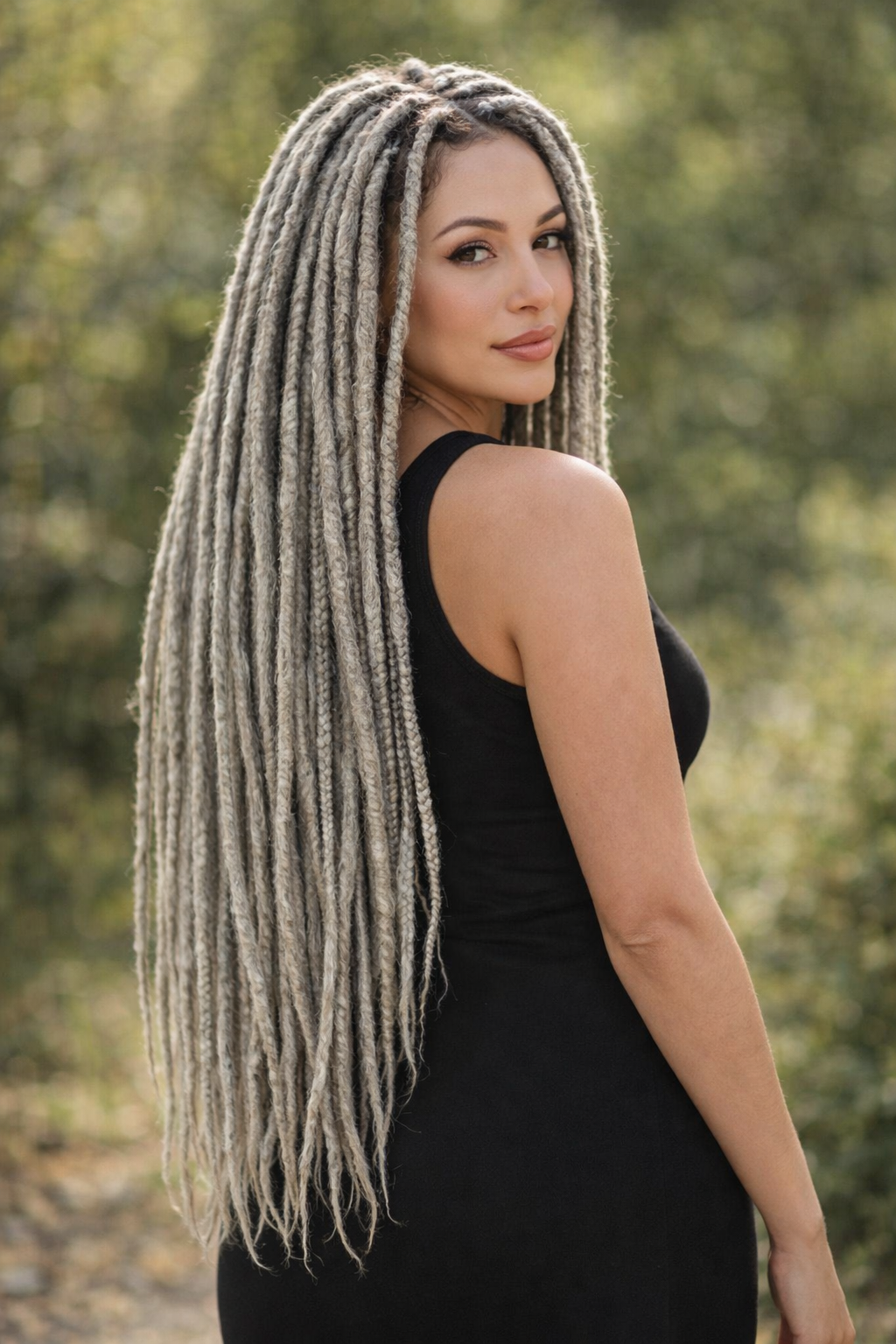 Ash Grey Dreadlock Extensions – Soft Synthetic Dreads, Natural Look & Lightweight